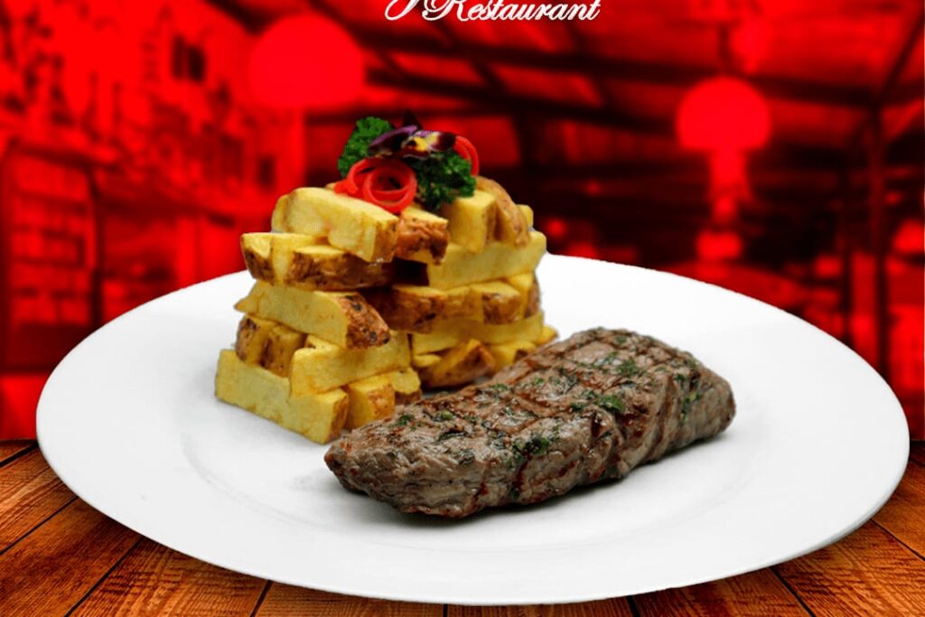 Bife angosto a la parrilla con papa andina frita